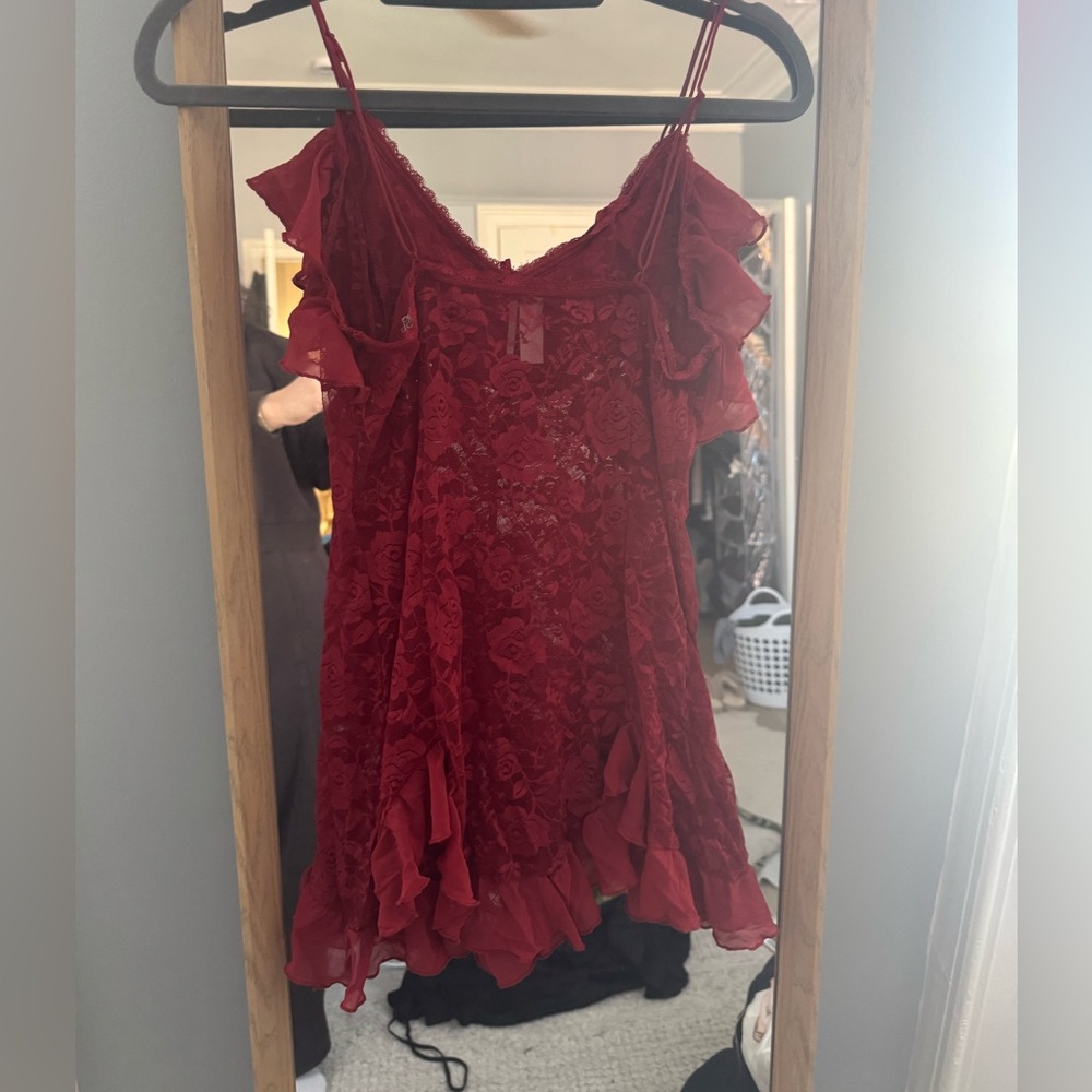 Out from under rouge sheer lace mini dress
